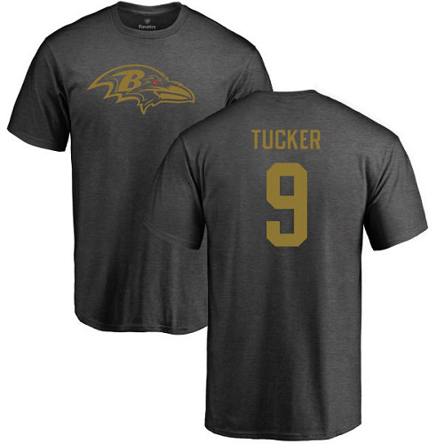 Men Baltimore Ravens Ash Justin Tucker One Color NFL Football #9 T Shirt